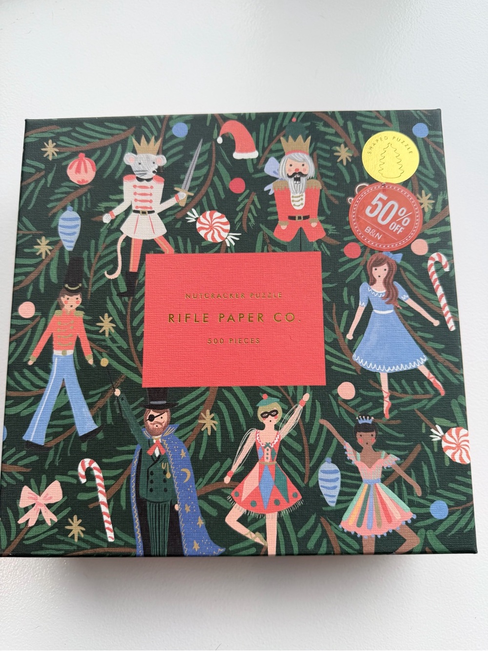 Rifle Paper Co. Nutcracker Puzzle , 500 pieces, tree shaped puzzle